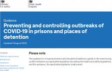 Preventing And Controlling Outbreaks Of COVID-19 In Prisons And Places Of Detention - GOV UK